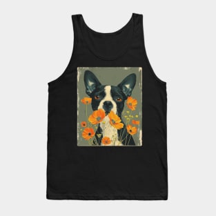 Boston Terrier Flowers Photo Art Design For Dog Onwer Tank Top